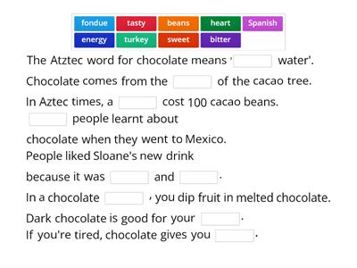 Chocolat facts - fill in the gaps