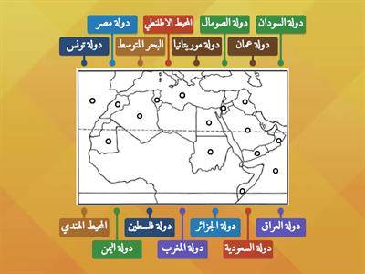 خريطة الوطن العربي " الجناح الافريقي و الجناح الآسيوي"