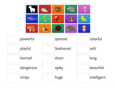 Animal Adjectives Match