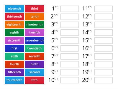 Ordinal Numbers 1-20