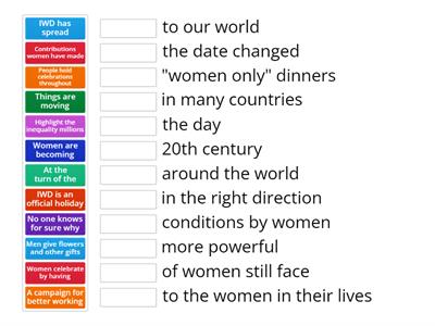 International Women's Day - match the phrases