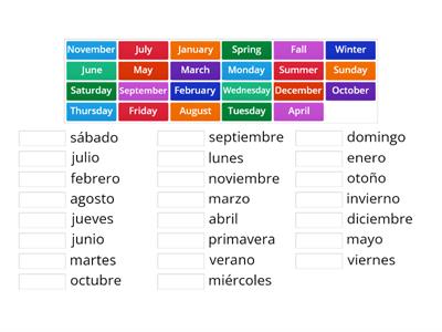 Days of the Week, Months and Seasons in Spanish