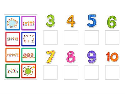 Numără copiii din imagini și asociază cu cifrele corespunzătoare (0-10)!