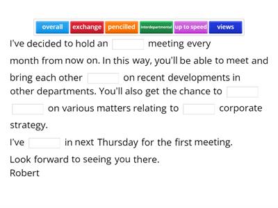 Memo on future meetings