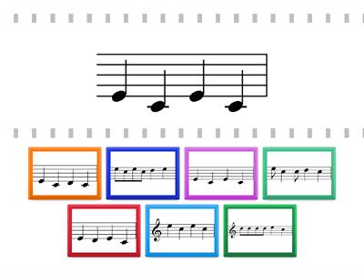 Szolmizáció:D-R-M hangok az egy-és kétvonalas oktávban C-dó szerint. 
