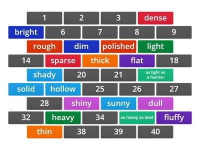 I3-I4 Vocabulary M1 W3 Opposite Texture Match