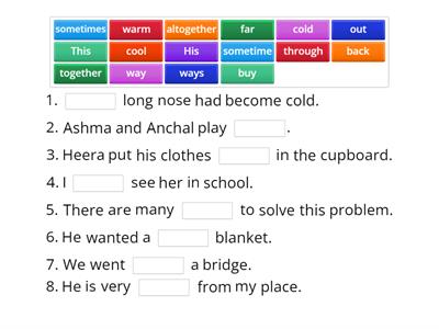 (Class 2 ELGA) Fill in the blanks with suitable words.