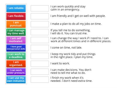 Skills and qualities for work