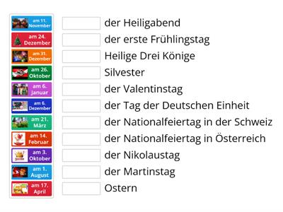 Einige DACH-Feste und Feiertage