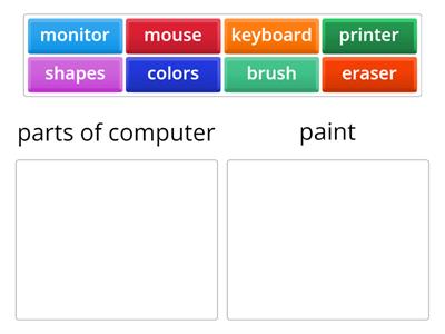 sorting with parts of computer and paint