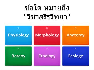 ชีววิทยา ม.4 : คำศัพท์สาขาวิชาชีววิทยา