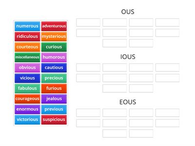 Savvas Unit 3.4. Spelling. ous, ious, eous