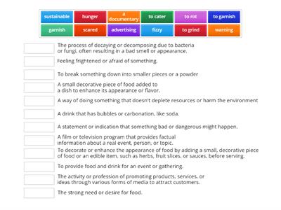 New Trends in Food - Vocabulary Definitions