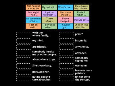 Varya's vocabulary: match up