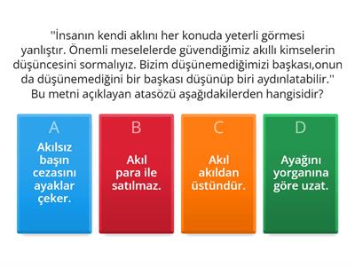 Deyimler ve Atasözleri tekrar testi