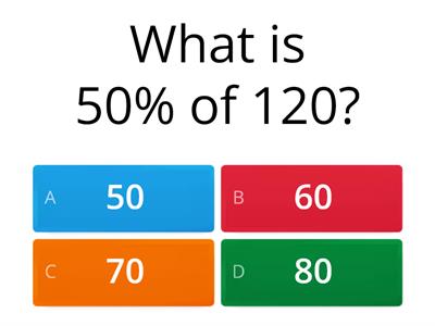 Percentages of amounts using mental methods