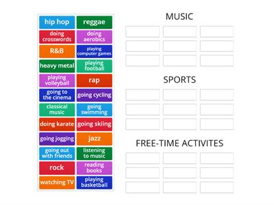 Music, sports and free-time activites