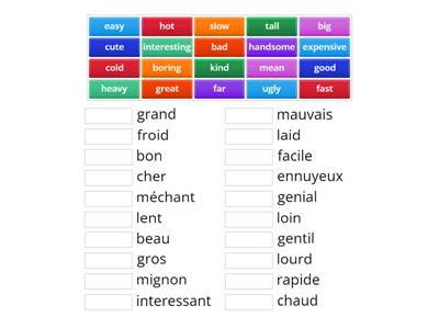 adjectifs