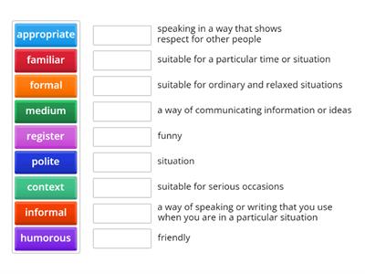 Formal and informal vocabulary