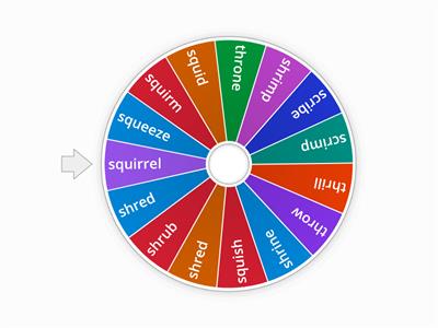 Wheel of Spelling "squ," "thr" and "shr" 