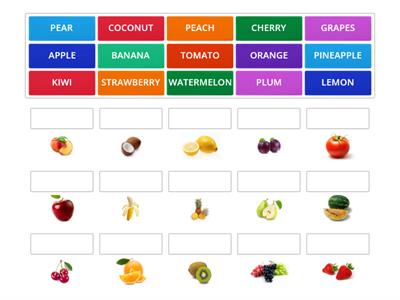 Fruit - LH 1&2 Food Vocabulary flashcards match up activity