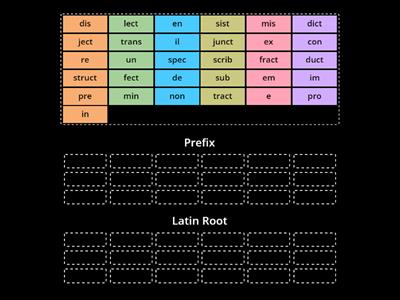 Prefix or Latin Root Sort