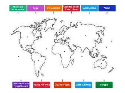 KONTINENSEK, ÓCEÁNOK vaktérkép gyakorlás