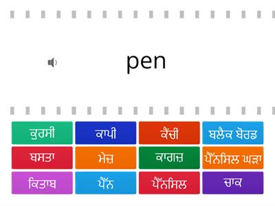 Classroom Objects in Punjabi