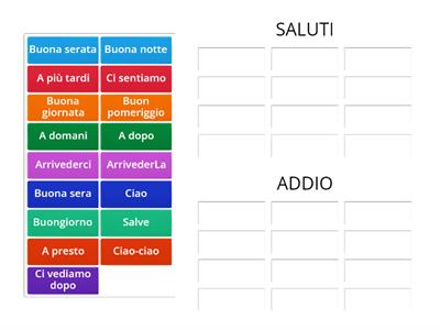 SALUTI & ADDIO - Ripasso 