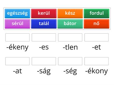 Szavak és toldalékok / Mots et suffixes