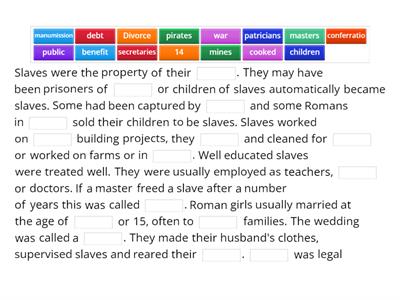 Slaves, Marriage and Education in Ancient Rome