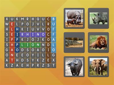 Africa Animals Word Search