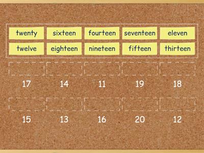 P1_Match Number words (11 to 20)