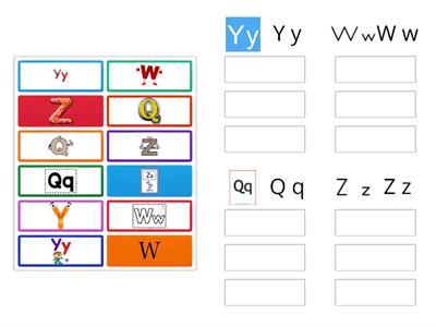 Grupează literele Q, Y, W, Z