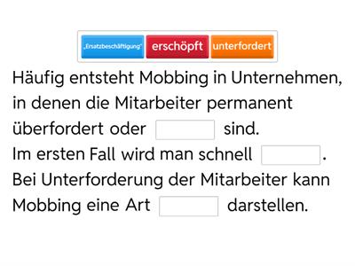 Arbeitsorganisatorische Ursachen für Mobbing