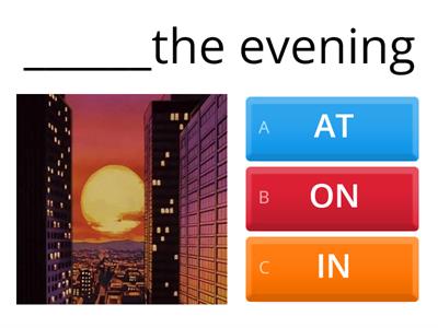 A1. Prepositions of Time Quiz : at / in / on 