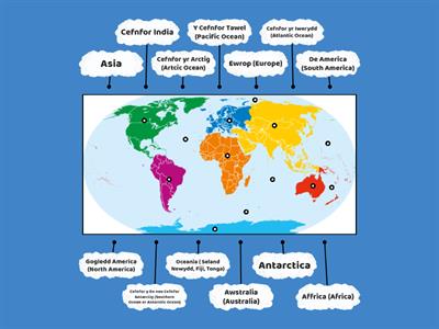 Map y Byd - Cyfandiroedd a Moroedd (2)