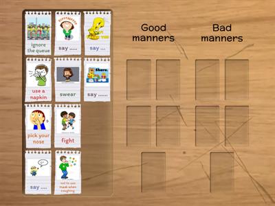 Sort good manners and bad manners