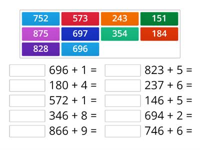 Adunarea numerelor de trei cifre cu numere de o cifră