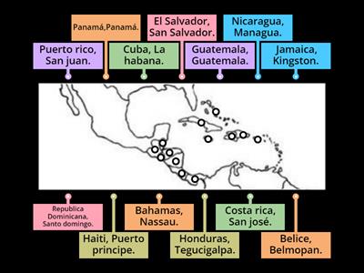 Mapa américa central, (paises y capitales).