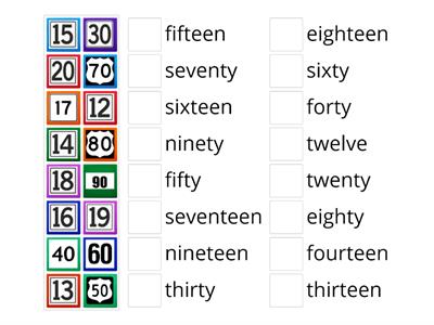 Match the numbers.