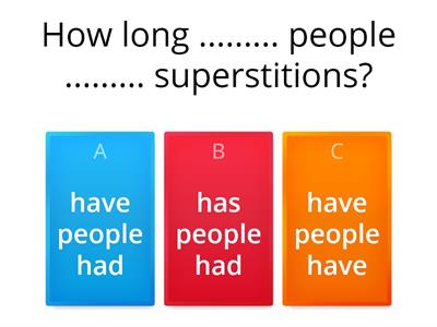 The History of Superstitions ( Pulse 2 page 89 , Exercise 5 )
