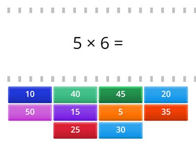 Multiplikation 5:ans tabell (Hitta matchen)