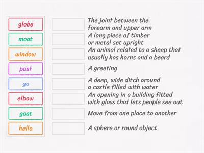 Match the word to its meaning /oe/