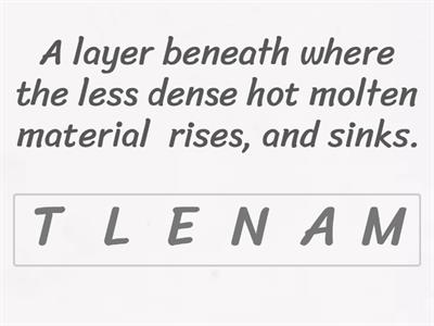 Convection in the Mantle Vocabulary