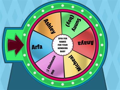 Don't know what to name your newborn baby spin the wheel for name dont like it elinimate it!