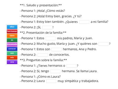 Family in Spanish - Dilaogues Practise