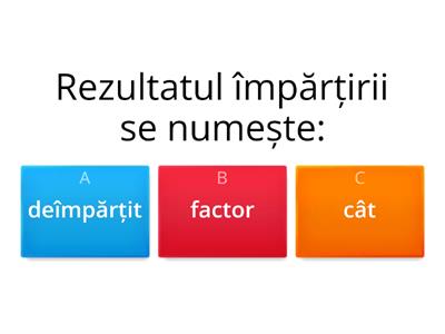 Recapitulare Operația de împărțire