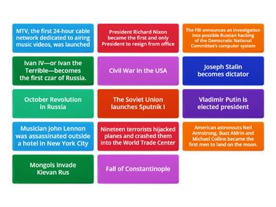 Historical events the US/ Russian and other