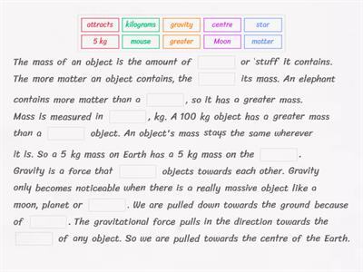 Mass and Weight Cloze